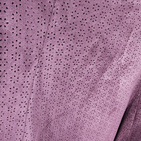 Express A-line Mini Skirt Size 8 Burgundy Faux Suede Perforated Lined EUC - Picture 3 of 7